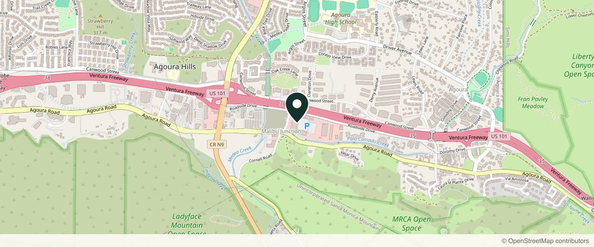 Map showing the exact location of Conejo Valley Medspa at 28912 Roadside Dr #105, Agoura Hills, CA 91301, USA