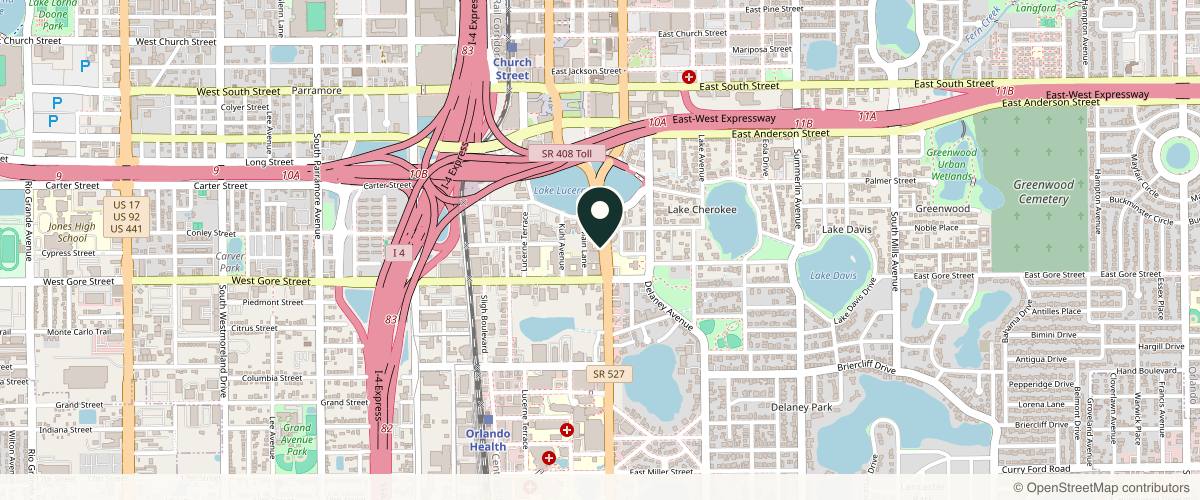 Map showing the exact location of CONFIDENTLY Med Spa at 752 S Orange Ave Ste 131, Orlando, FL 32801, USA