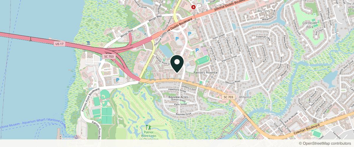 Map showing the exact location of Contour Aesthetics + Wellness at 976 Houston Northcutt Blvd Ste h, Mt Pleasant, SC 29464, USA
