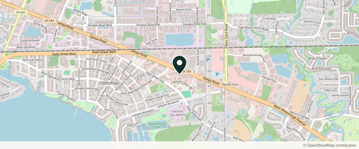 Map showing the exact location of Contour Clinique Med Spa at 4022 Tampa Rd #4, Oldsmar, FL 34677, USA