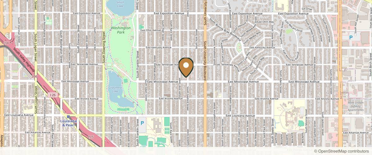 Map showing the exact location of Contour Collection at 1071 S Gaylord St, Denver, CO 80209, USA