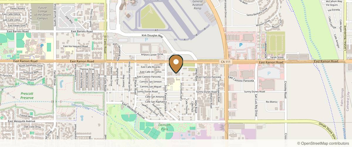 Map showing the exact location of Contour Dermatology and Cosmetic Surgery Center - Palm Springs at 558 S Paseo Dorotea #6, Palm Springs, CA 92264, USA