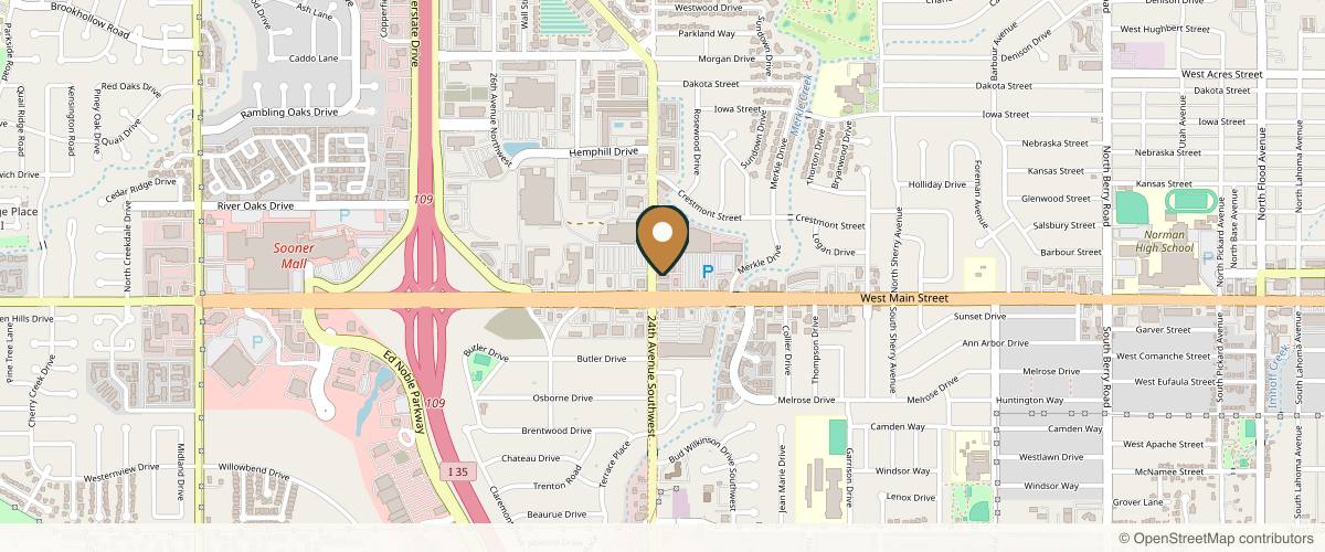 Map showing the exact location of Coolbodispa at 111 24th Ave NW Ste 120-A, Norman, OK 73069, USA