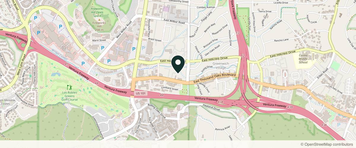 Map showing the exact location of Corinne Aesthetics | Laser & Skin at 123 Hodencamp Rd #106, Thousand Oaks, CA 91360, USA