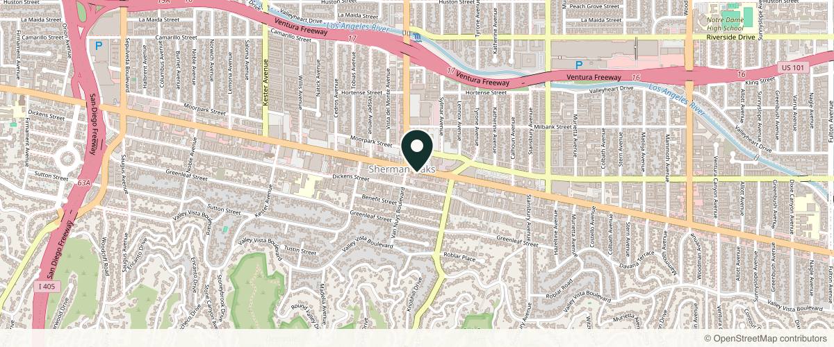 Map showing the exact location of Cosmetic Injectables Center Medspa at 14460 Ventura Blvd, Sherman Oaks, CA 91423, USA