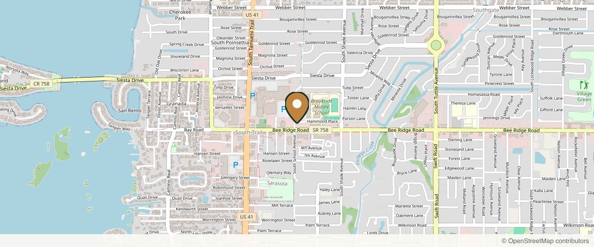 Map showing the exact location of Cosmetic Skin & Laser Center at 3847 S School Ave, Sarasota, FL 34239, USA
