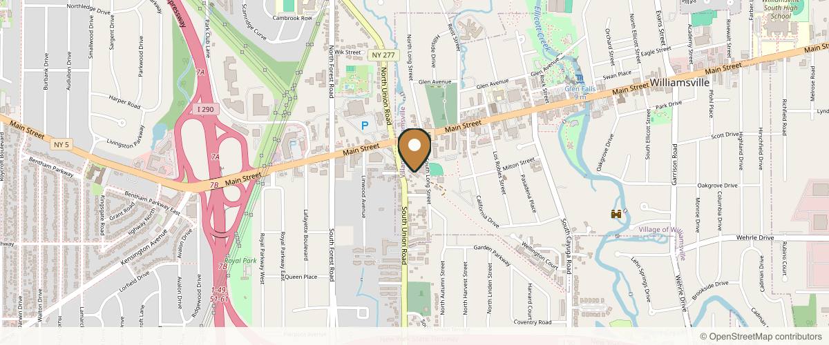 Map showing the exact location of Cosmetic Vein & Laser Center at 52 S Union Rd 203 2nd Floor, Buffalo, NY 14221, USA