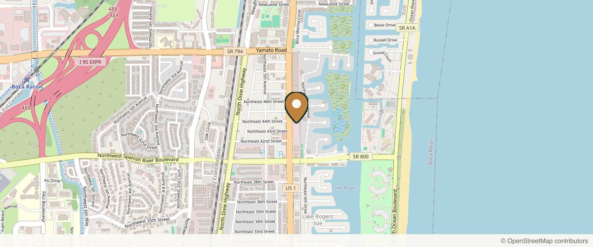 Map showing the exact location of Cosmetica at 4400 N Federal Hwy Ste 150, Boca Raton, FL 33431, USA