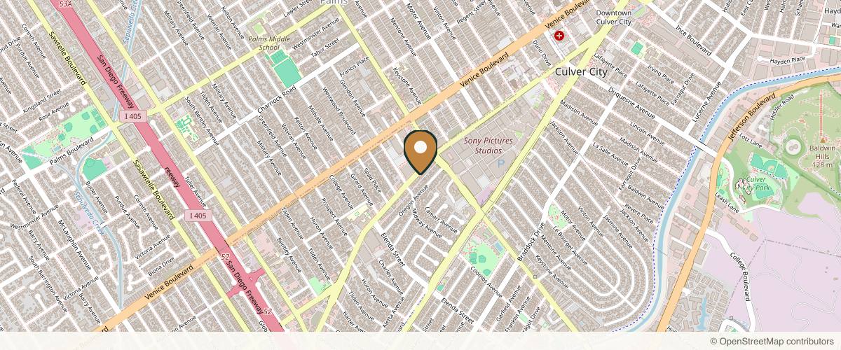 Map showing the exact location of Cosmetique Aesthetics and Surgical Center at 10744 Washington Blvd, Culver City, CA 90232, USA