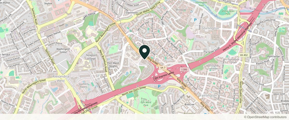 Map showing the exact location of Cosmic Aesthetics at 4228 King St, Alexandria, VA 22302, USA
