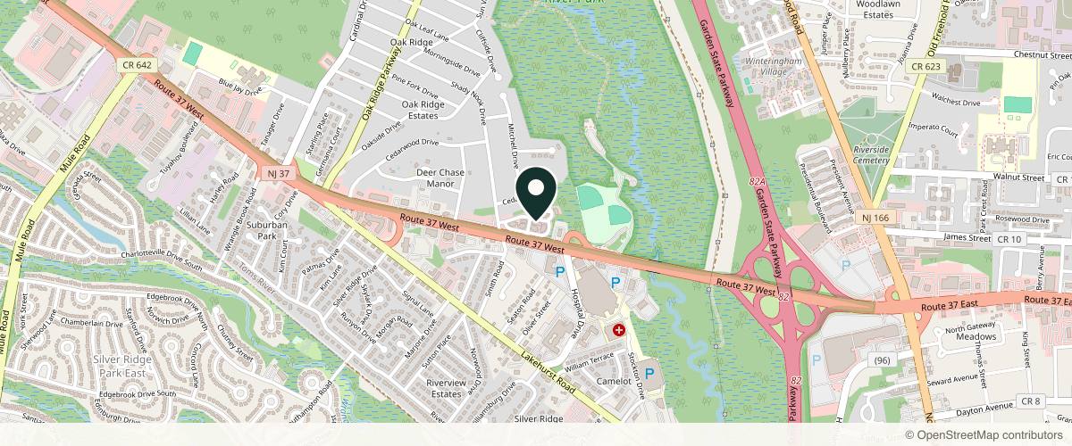 Map showing the exact location of Cosulich Dermatology - NJ Skin Cancer Specialist at 1004-G Commons Way, Toms River, NJ 08755, USA
