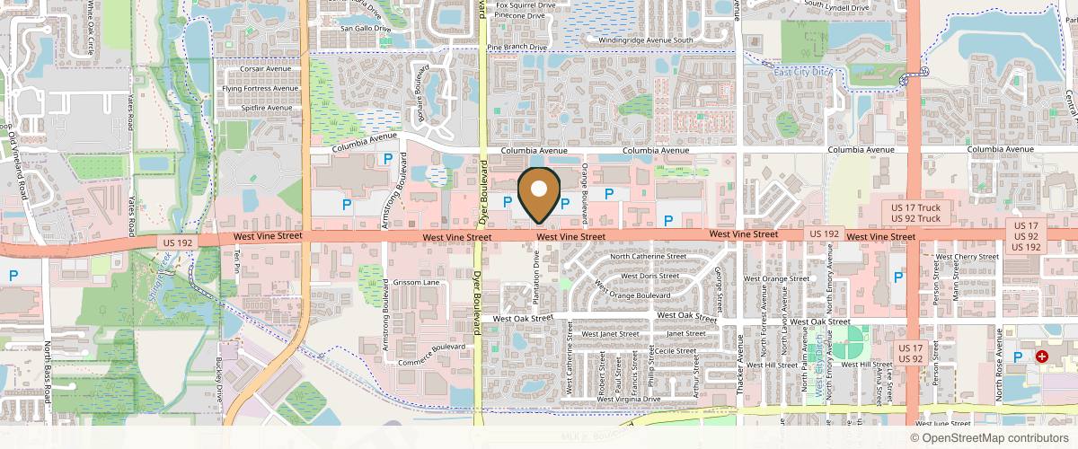 Map showing the exact location of Couture Med Spa at 3105 W Vine St, Kissimmee, FL 34741, USA