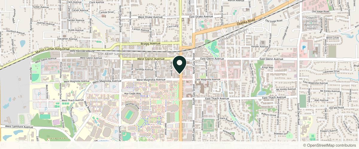 Map showing the exact location of Create A Spa at 119 N College St, Auburn, AL 36830, USA