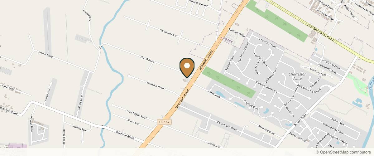 Map showing the exact location of Crystal Spa at 7002 Johnston St, Lafayette, LA 70503, USA