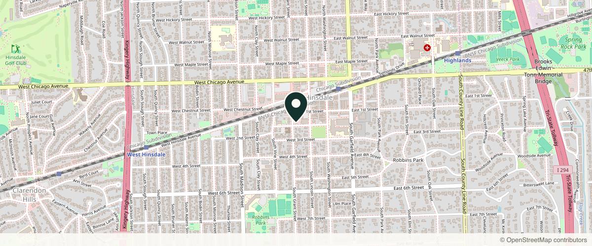 Map showing the exact location of CSC Dermatology at 125 W 2nd St, Hinsdale, IL 60521, USA