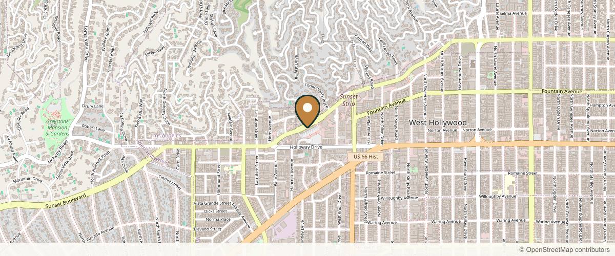 Map showing the exact location of CUPID LIPS ® at 8648 Sunset Blvd, West Hollywood, CA 90069, USA