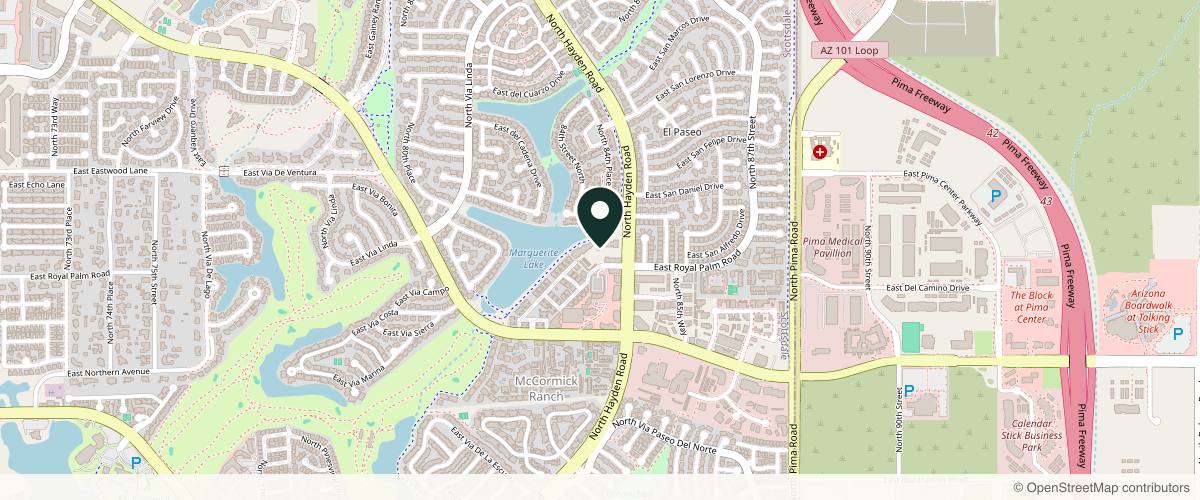 Map showing the exact location of Curated Medical at 8300 Hayden Rd Ste A-117, Scottsdale, AZ 85258, USA