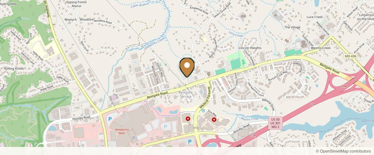 Map showing the exact location of Current Dermatology and Cosmetic Center at 810 Bestgate Rd Ste 450, Annapolis, MD 21401, USA