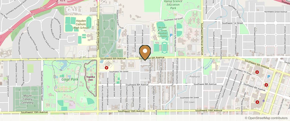 Map showing the exact location of CustomSkin Spas at 3311 SW 6th Ave, Topeka, KS 66606, USA