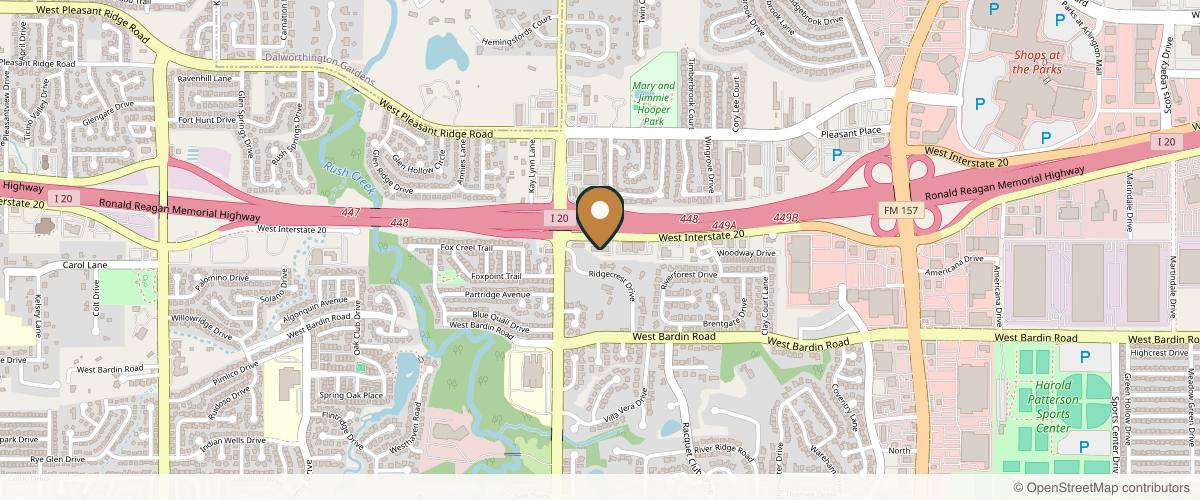 Map showing the exact location of Daired's Salon & Spa Pangea at 2400 W Interstate 20, Arlington, TX 76017, USA
