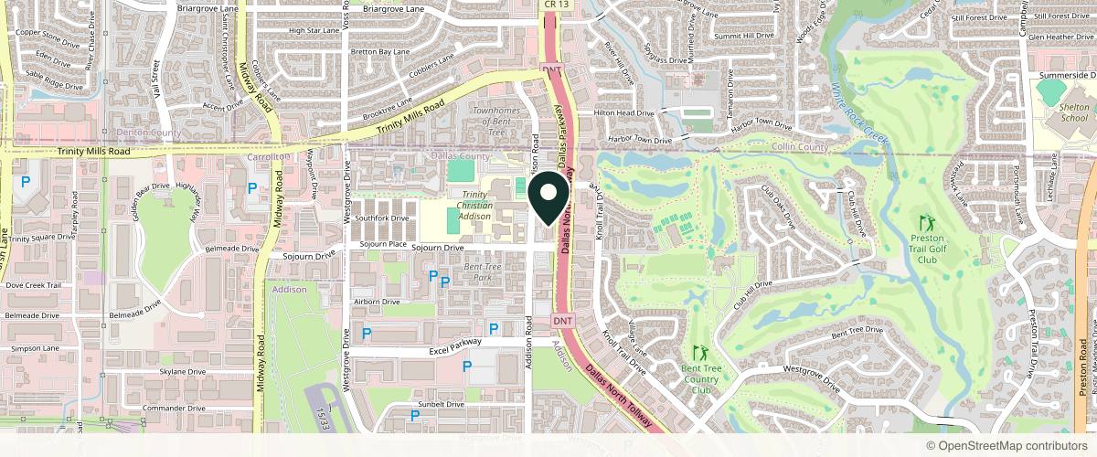 Map showing the exact location of Dallas Dermatology Partners at 17051 Dallas Pkwy Ste 350, Addison, TX 75001