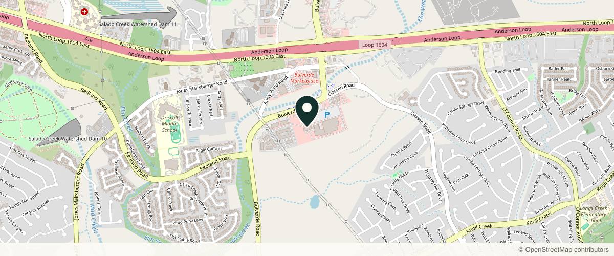 Map showing the exact location of Damn Girl! Aesthetics and Wellness at 17134 Bulverde Rd #103, Phenix Salon Suites, Suite 15, San Antonio, TX 78247, USA