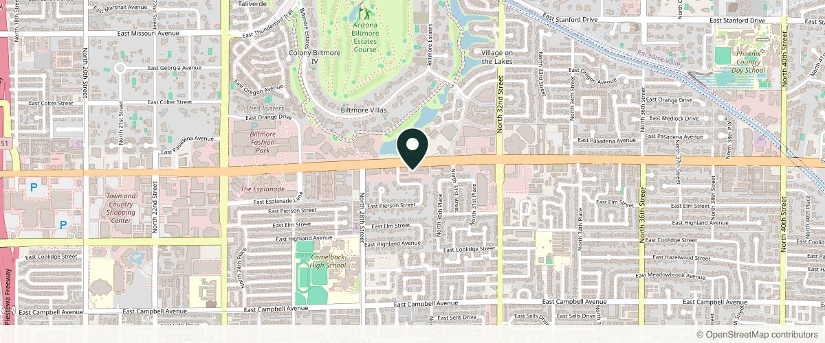 Map showing the exact location of Dash of Fab Med Spa at 2929 E Camelback Rd Ste 114, Phoenix, AZ 85016, USA