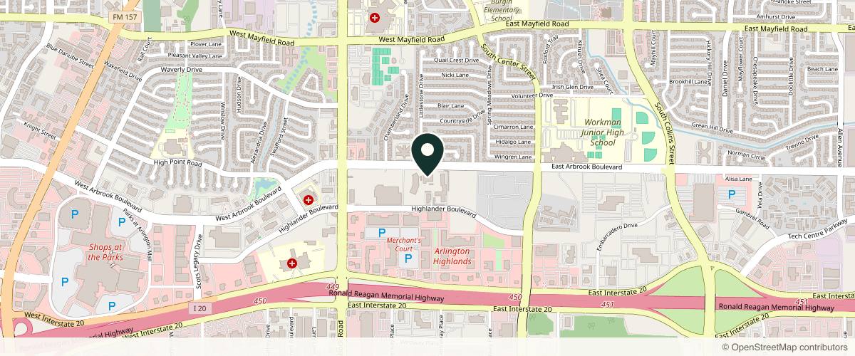 Map showing the exact location of David Hensley, MD at 300 W Arbrook Blvd Suite D, Arlington, TX 76014
