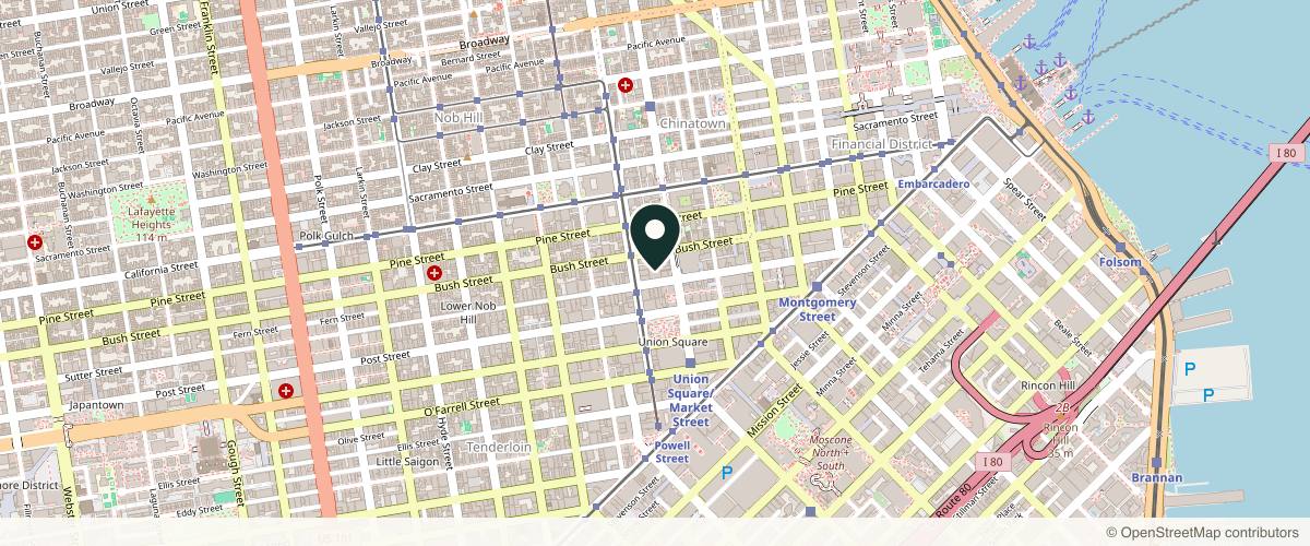 Map showing the exact location of David J MacGregor MD at 450 Sutter St RM 1824, San Francisco, CA 94108