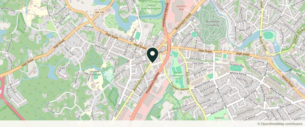 Map showing the exact location of Dedham Medical Aesthetics at 414 Washington St, Dedham, MA 02026, USA
