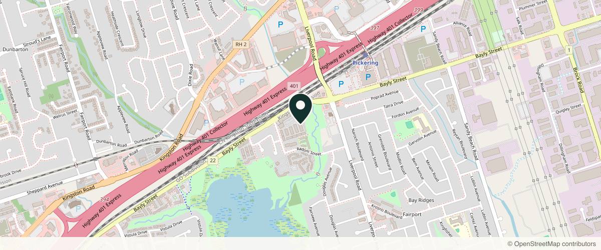 Map showing the exact location of Deeper than Skin at 1250 St Martins Dr, Pickering, ON L1W 0A2, Canada