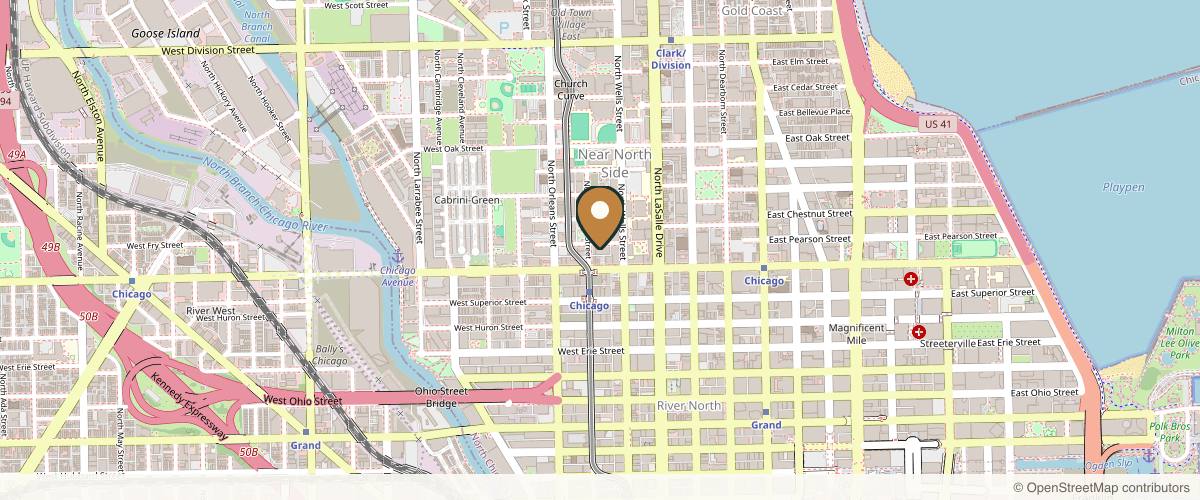 Map showing the exact location of Defined Medical Aesthetics by Dr. Daryl McKee at 213 W Institute Pl #708, Chicago, IL 60610, USA