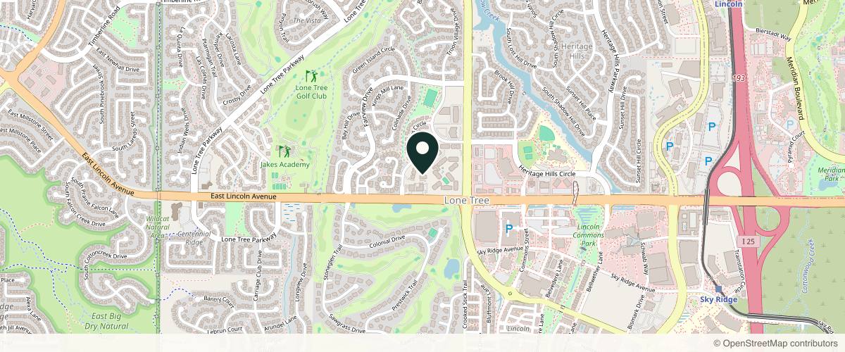 Map showing the exact location of DejaVu Med Spa at 9898 Rosemont Ave Building 4, Suite 104, Lone Tree, CO 80124, USA
