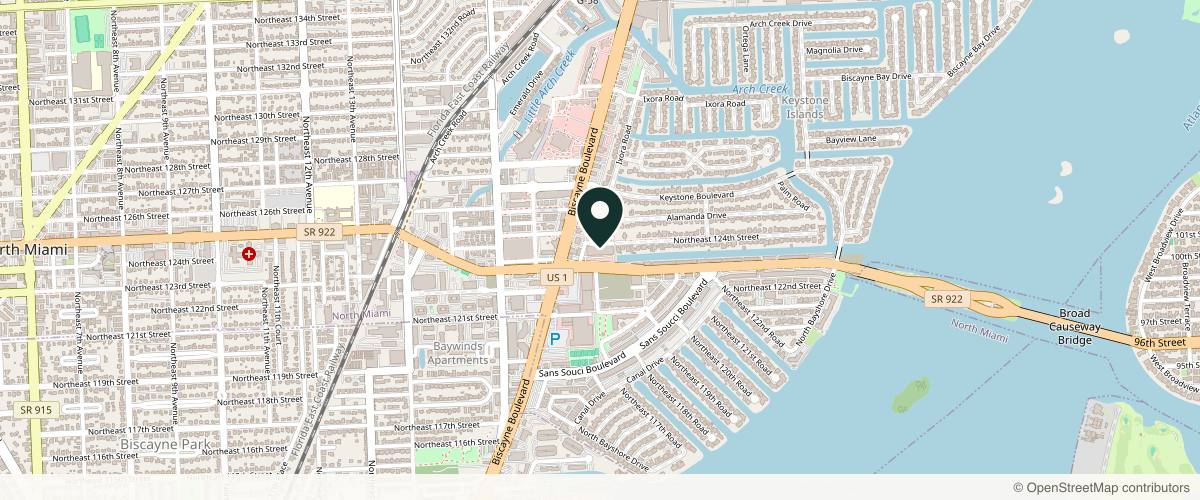 Map showing the exact location of Del Campo Dermatology & Laser Institute at 1801 NE 123rd St #312, North Miami, FL 33181