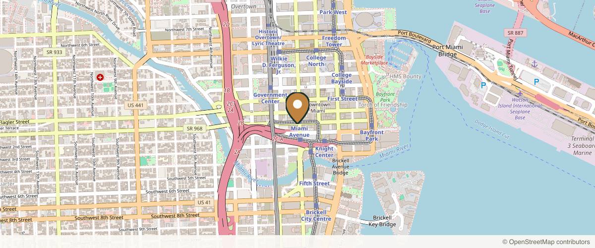 Map showing the exact location of Deluxe Med Spa Beauty at Downtown 1st, 30 SW 1st St #1001, Miami, FL 33130, USA