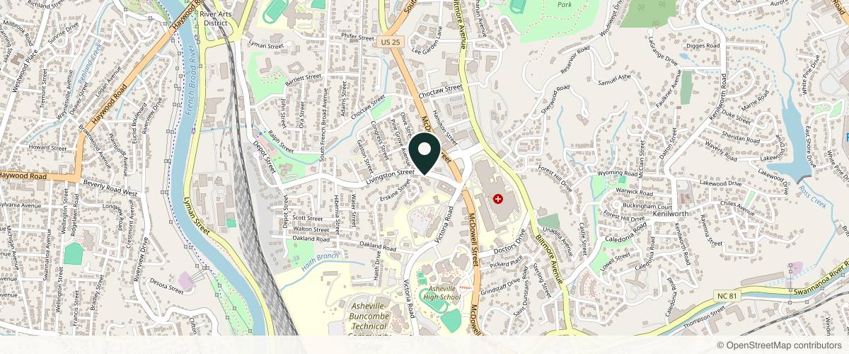 Map showing the exact location of Demeter's Garden at 60 Livingston St Ste 300, Asheville, NC 28801, USA