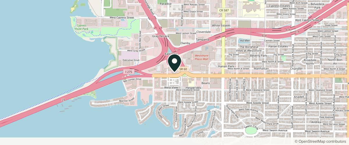 Map showing the exact location of Derick Dermatology - Westshore at 5201 W Kennedy Blvd #950, Tampa, FL 33609