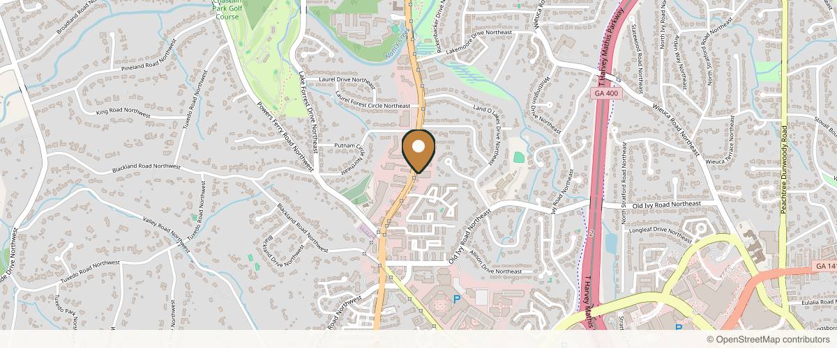 Map showing the exact location of Derm Clinic M.D. at Tuxedo Atrium, 3833 Roswell Rd NE Ste 108, Atlanta, GA 30342, USA