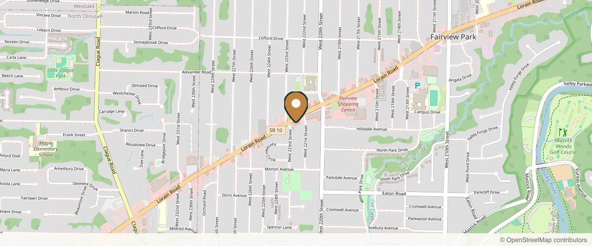 Map showing the exact location of Derma Glow Med Spa at 22237 Lorain Rd, Fairview Park, OH 44126, USA