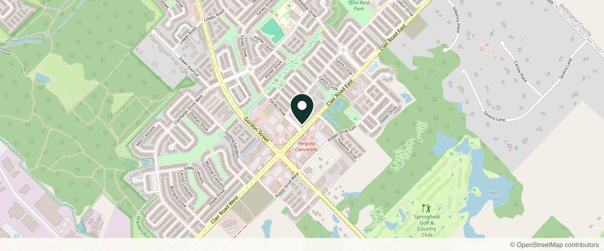 Map showing the exact location of deRMA Skin Institute at 33 Farley Dr Unit 8, Guelph, ON N1L 0B7, Canada