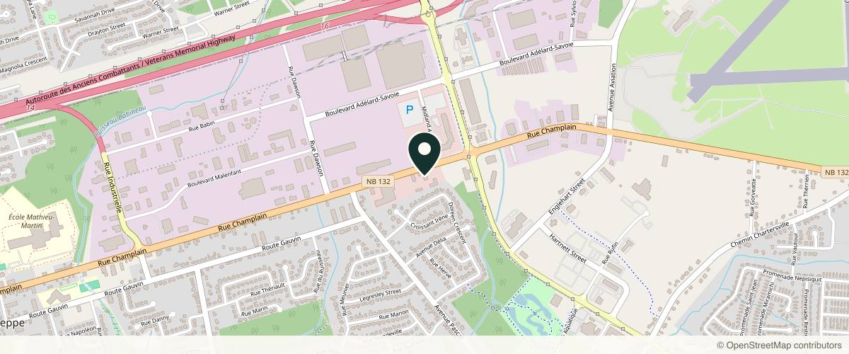 Map showing the exact location of DermaEnvy Skincare - Moncton / Dieppe at 988 Champlain St, Dieppe, NB E1A 1P8, Canada