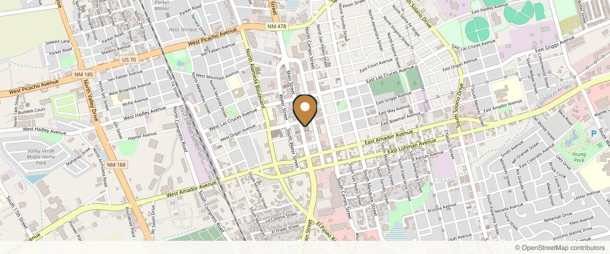 Map showing the exact location of Dermaesthetics at 125 S Main St, Las Cruces, NM 88001, USA