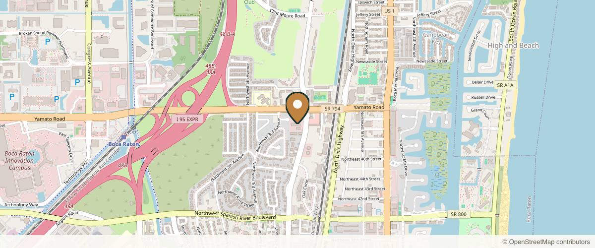 Map showing the exact location of Dermagen spa at 222 Yamato Rd #107, Boca Raton, FL 33431, USA