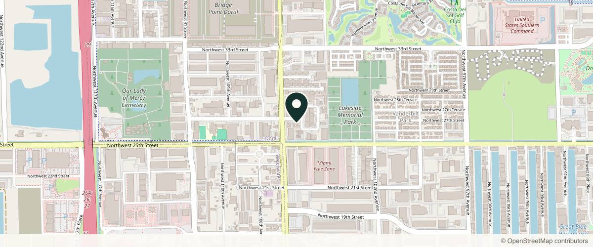 Map showing the exact location of Dermalaser Med Spa at 10560 NW 27th St #102, Doral, FL 33172, USA