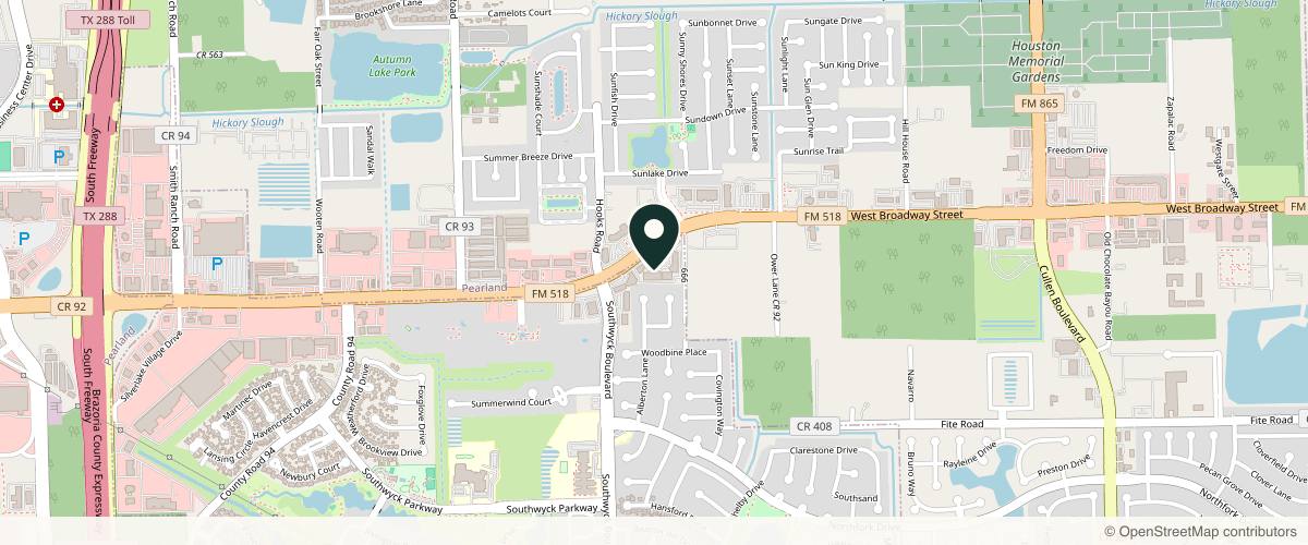 Map showing the exact location of Dermalogy Med Spa at 9330 W Broadway St Suite # 410, Pearland, TX 77584, USA