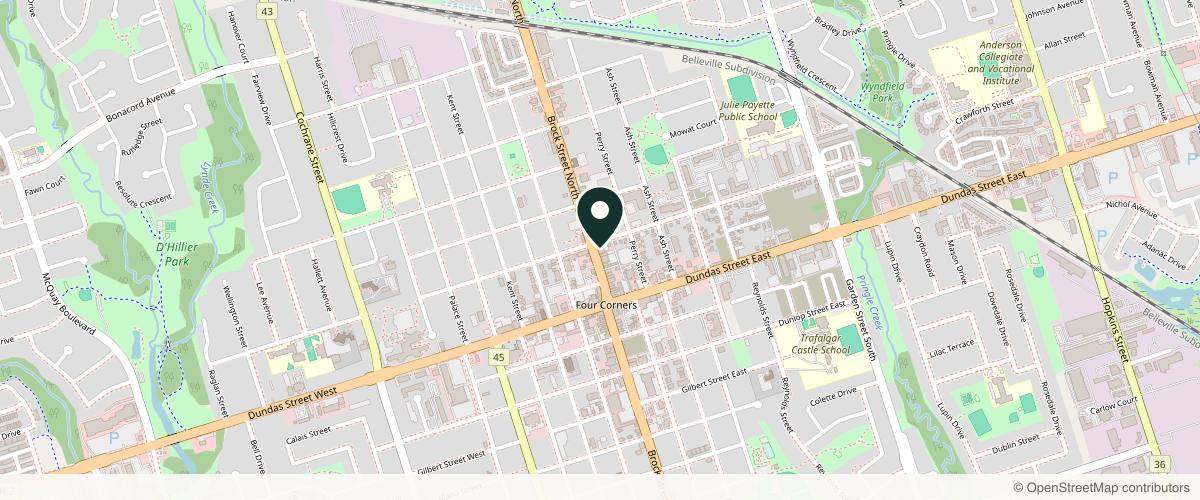 Map showing the exact location of Dermalyn Skin Clinic at 185 Brock St N, Whitby, ON L1N 4H3, Canada