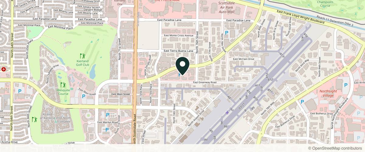 Map showing the exact location of DermaPrecision at 7550 E Greenway Rd #105, Scottsdale, AZ 85260, USA
