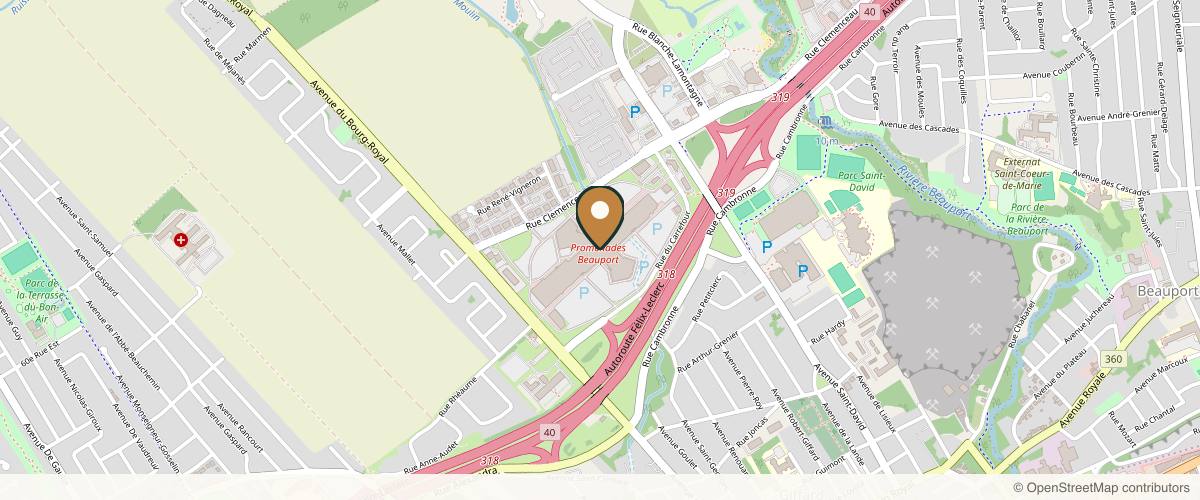 Map showing the exact location of Dermapure Québec Beauport at 3333 Rue du Carrefour Local 211, Québec, QC G1C 5R9, Canada