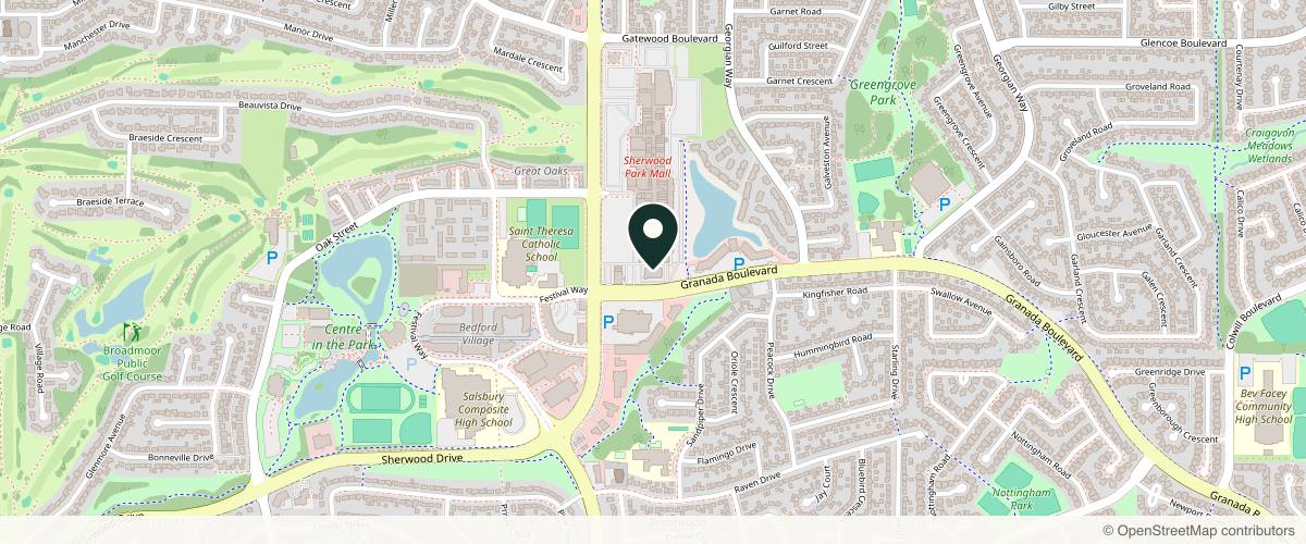 Map showing the exact location of Dermapure Sherwood Park (Formerly Ethemba Health and Image Centres) at 2018 Sherwood Dr #216, Sherwood Park, AB T8A 5V3, Canada