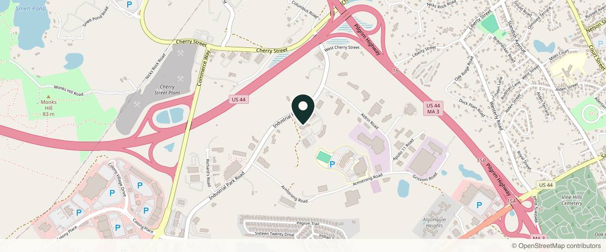 Map showing the exact location of DermASAP of Integrated Dermatology at 40 Industrial Park Rd #202, Plymouth, MA 02360, USA